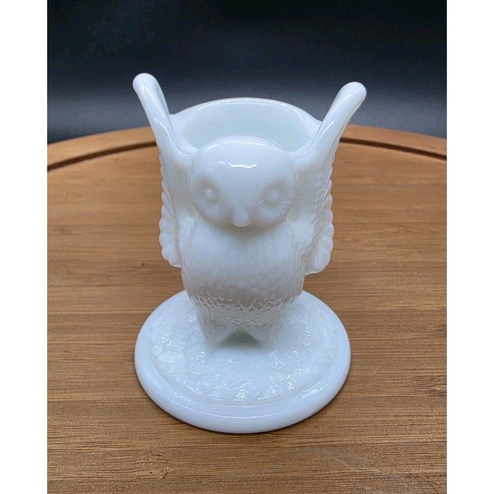 Vintage Westmoreland Milk Glass Owl Toothpick Holder